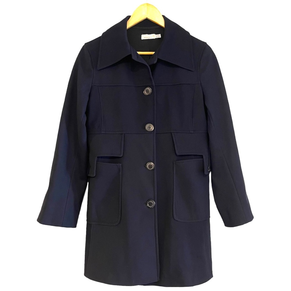 Pinko Italy Navy Blue Trench Coat Sz 10